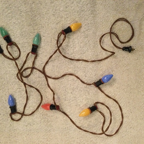 Vintage Holiday Vintage Usa Large Bulb Christmas Lights Brown Cord
